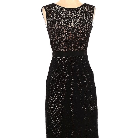 BCBG MaxAzria "Alice" Black & Tan Lace Cocktail Dress Size 2 - Picture 2 of 10